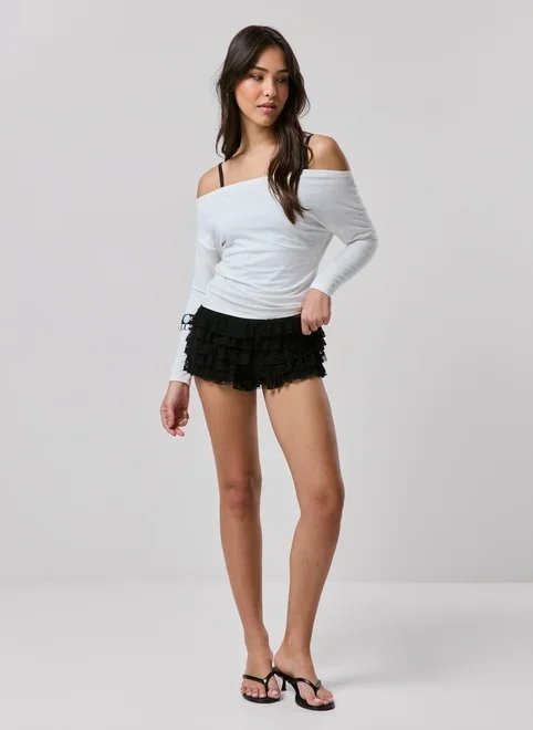 short com babados em renda short com babados em renda