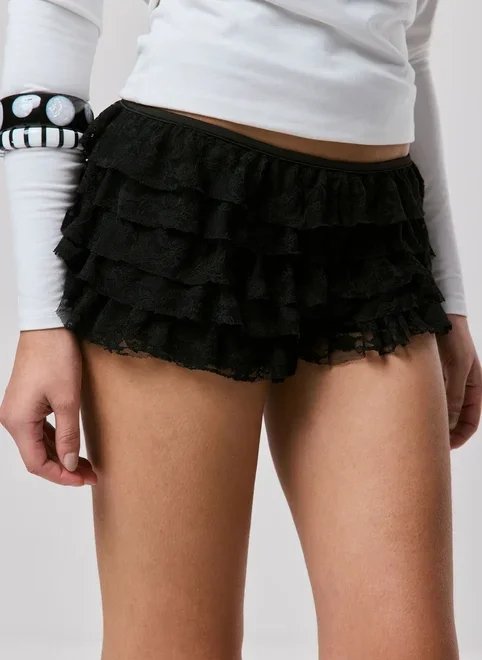 short com babados em renda short com babados em renda