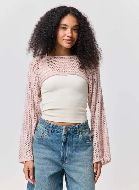 super cropped tricô rosa super cropped tricô rosa
