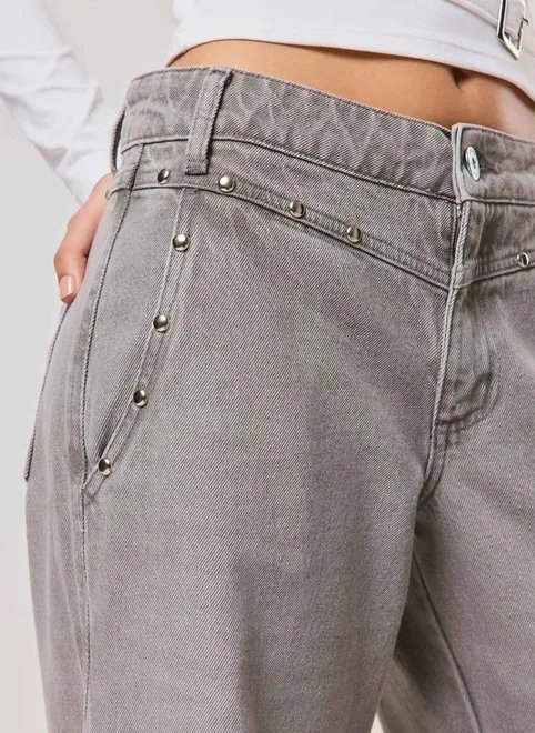 calça wide leg low rise studded calça wide leg low rise studded