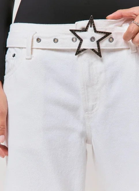 calça sarja wide leg fivela estrela calça sarja wide leg fivela estrela