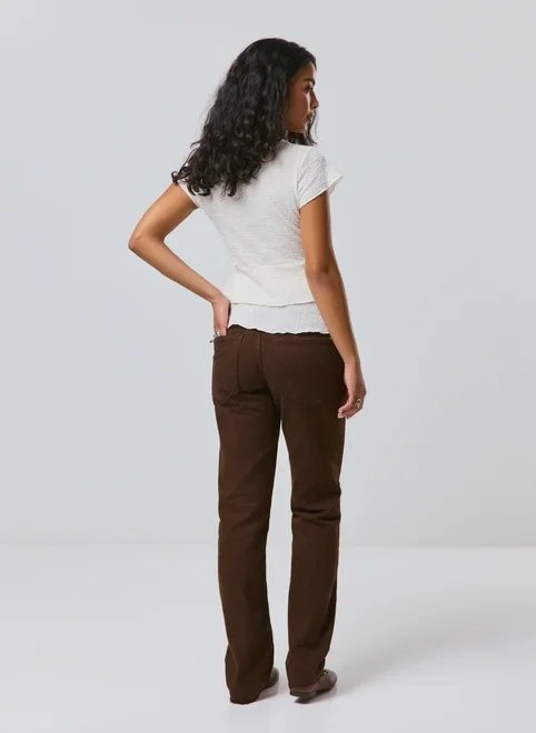 calça reta cintura baixa calça reta cintura baixa