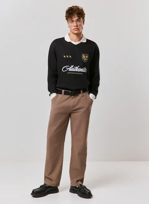 calça de sarja reta calça de sarja reta