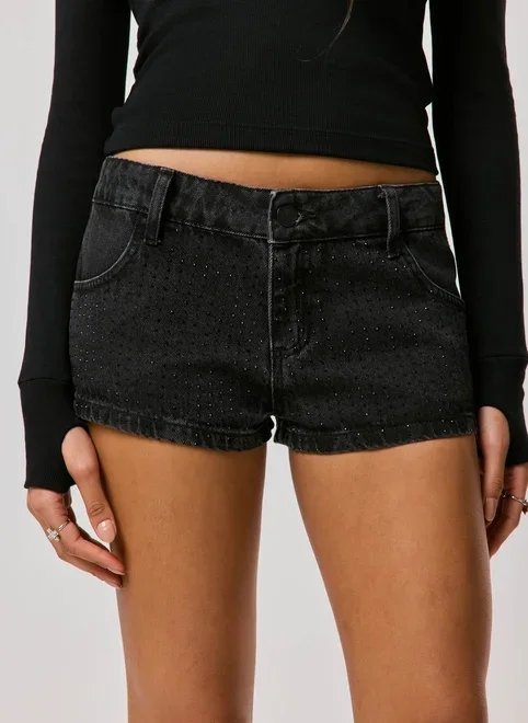short jeans preto cintura baixa brilhos short jeans preto cintura baixa brilhos