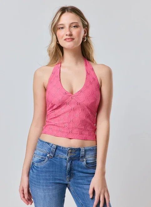 blusa frente única em laise blusa frente única em laise