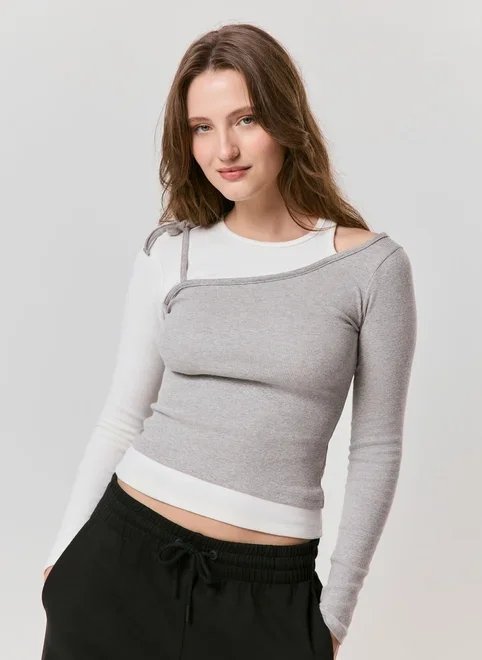 blusa manga longa sobreposição blusa manga longa sobreposição