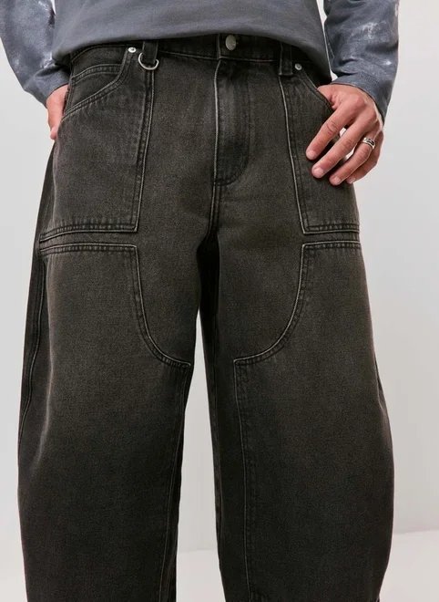 calça jeans barrel recortes calça jeans barrel recortes