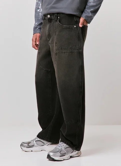 calça jeans barrel recortes calça jeans barrel recortes