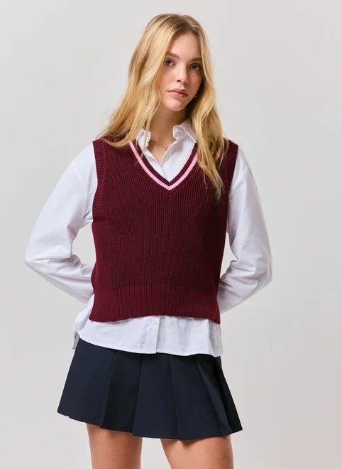 colete tricot gola v colete tricot gola v