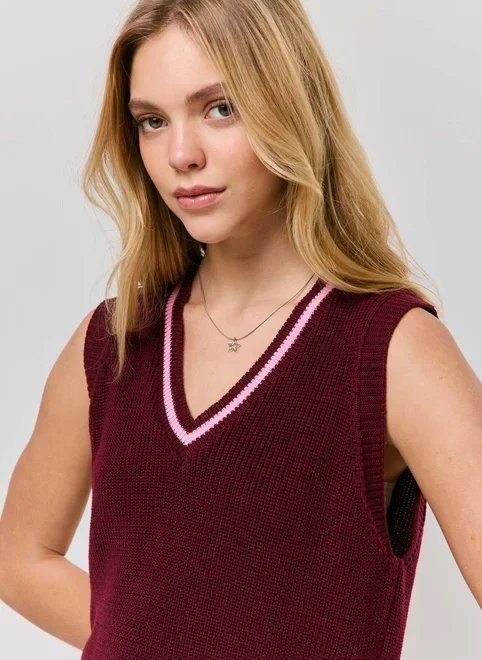 colete tricot gola v colete tricot gola v