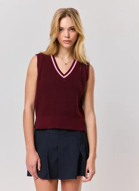 colete tricot gola v colete tricot gola v