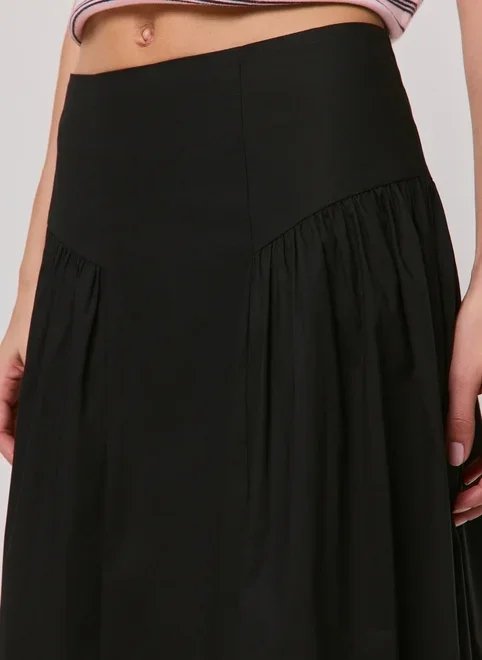 saia midi em tricoline preto saia midi em tricoline preto