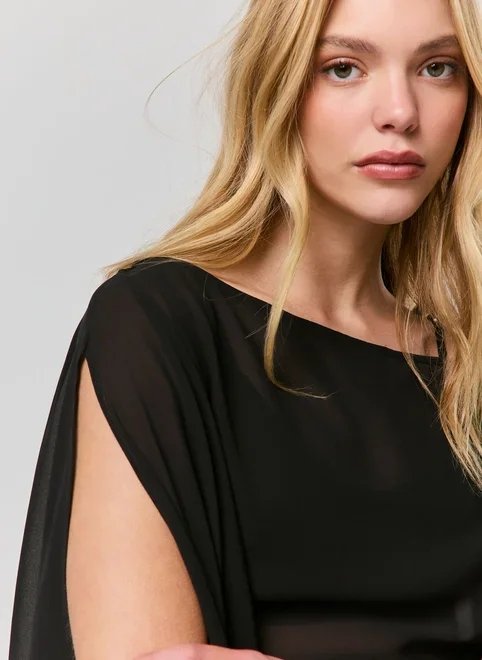 blusa capa chiffon assimétrica blusa capa chiffon assimétrica