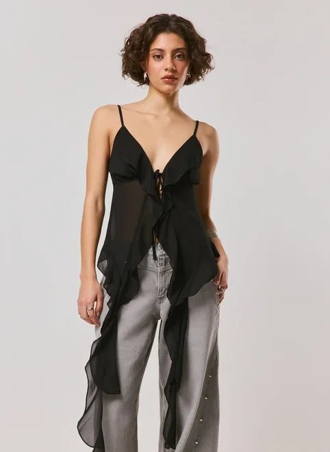 blusa amarração pontas e babados blusa amarração pontas e babados