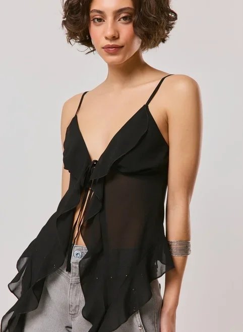 blusa amarração pontas e babados blusa amarração pontas e babados