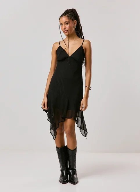 vestido assimétrico em chiffon com brilho vestido assimétrico em chiffon com brilho