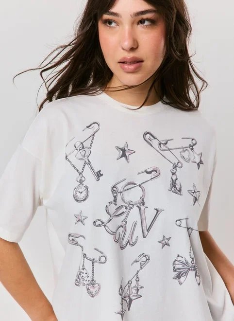 camiseta box estampa alfinetes estrelas camiseta box estampa alfinetes estrelas