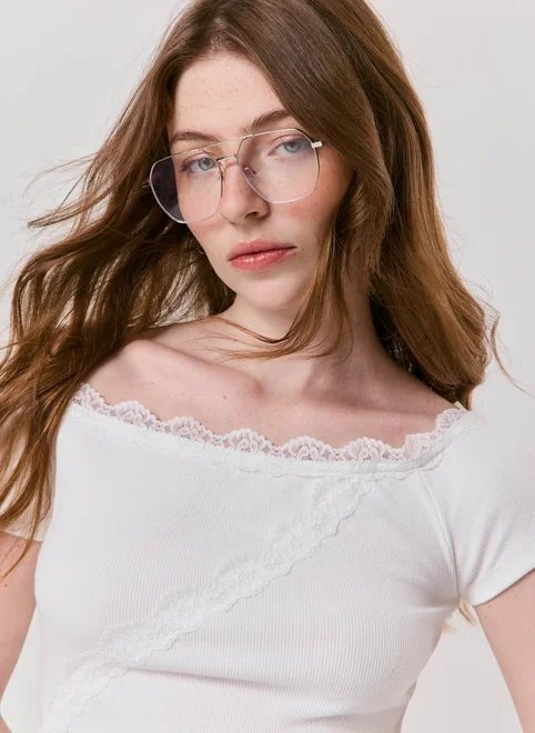blusa canelada com renda blusa canelada com renda