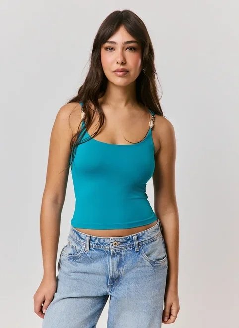 blusa poliamida com pedras nas alças blusa poliamida com pedras nas alças