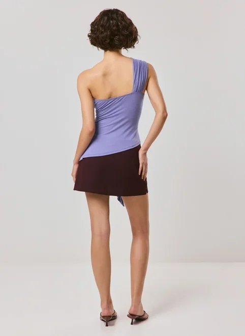 blusa um ombro torção blusa um ombro torção