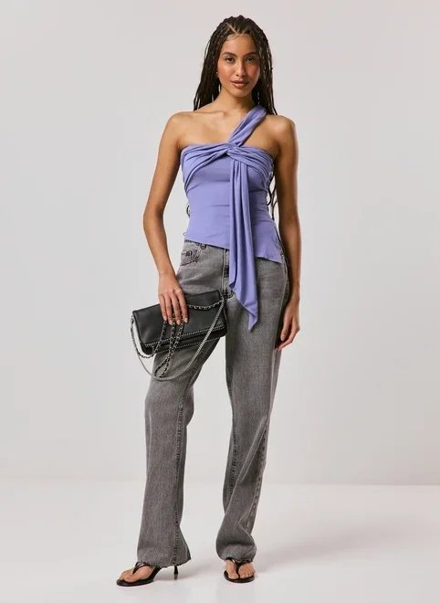 blusa um ombro torção blusa um ombro torção