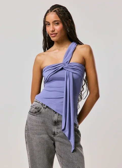 blusa um ombro torção blusa um ombro torção