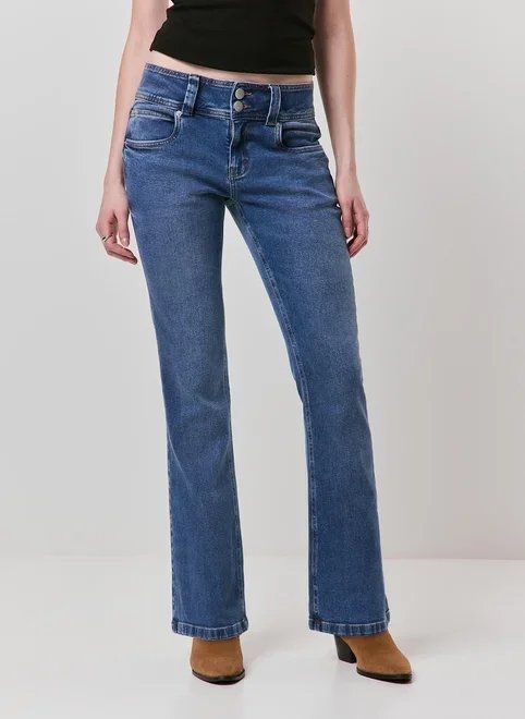 calça bootcut cintura baixa jeans escuro calça bootcut cintura baixa jeans escuro