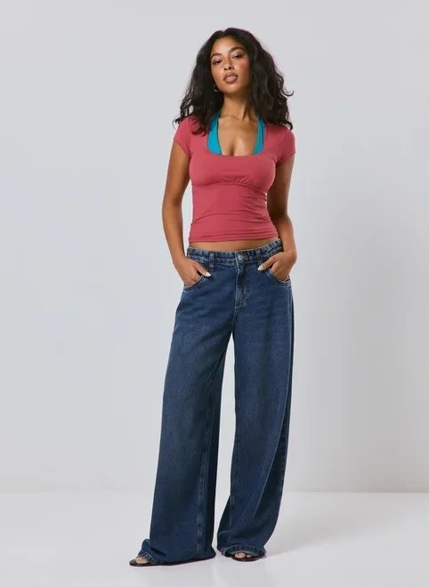 calça jeans cintura baixa super wide leg calça jeans cintura baixa super wide leg