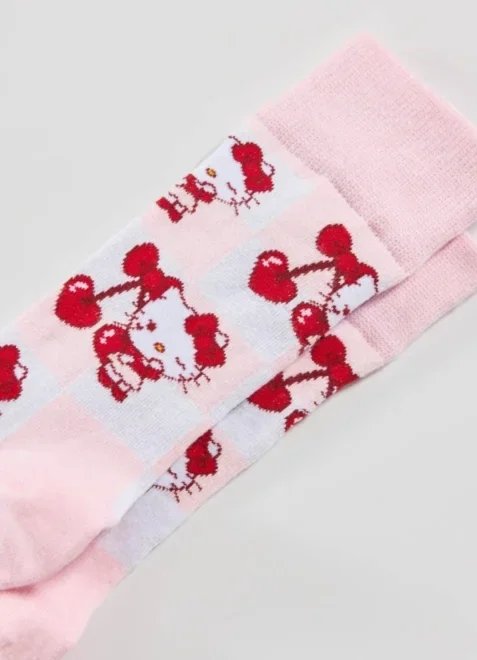 meia rosa hello kitty cerejinhas meia rosa hello kitty cerejinhas