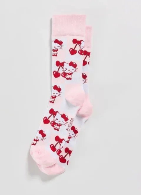 meia rosa hello kitty cerejinhas meia rosa hello kitty cerejinhas