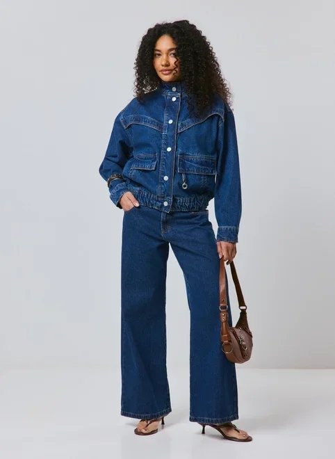 calça jeans wide leg denim escuro calça jeans wide leg denim escuro