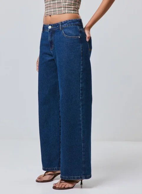 calça jeans wide leg denim escuro calça jeans wide leg denim escuro