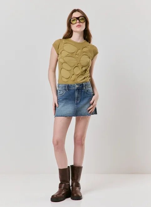 saia jeans cargo curta cintura média saia jeans cargo curta cintura média
