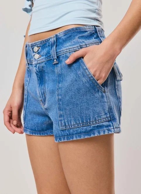short jeans cintura baixa utilitário short jeans cintura baixa utilitário