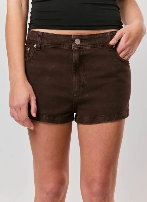 short sarja marrom cintura baixa short sarja marrom cintura baixa