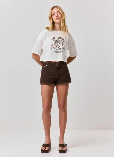 short sarja marrom cintura baixa short sarja marrom cintura baixa