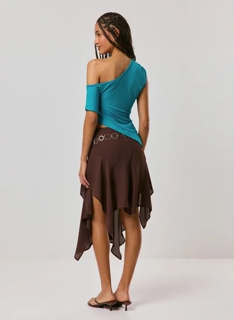 blusa assimétrica ombro caído blusa assimétrica ombro caído