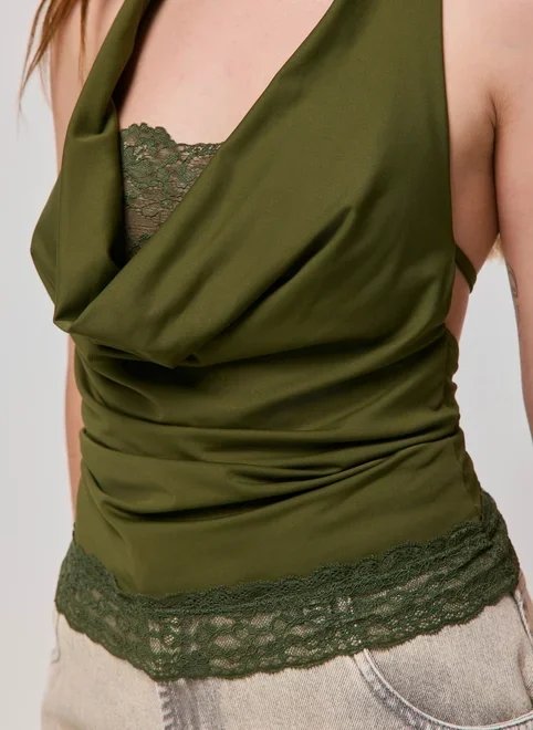blusa frente única com renda blusa frente única com renda