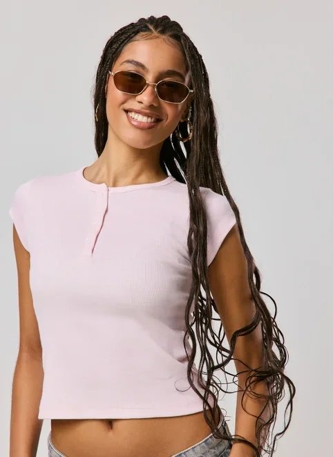 blusa canelada regular botões blusa canelada regular botões