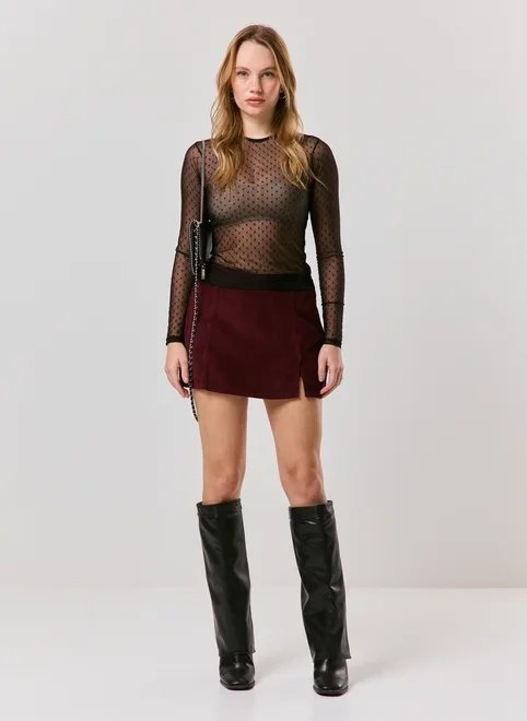 blusa longa em tule poá blusa longa em tule poá