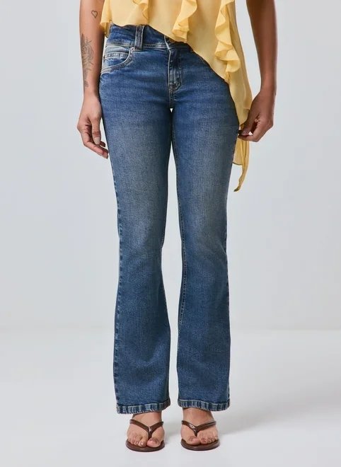 calça jeans bootcut cintura baixa bolsos calça jeans bootcut cintura baixa bolsos