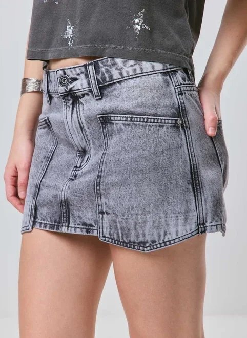 saia jeans cintura baixa bolsão saia jeans cintura baixa bolsão