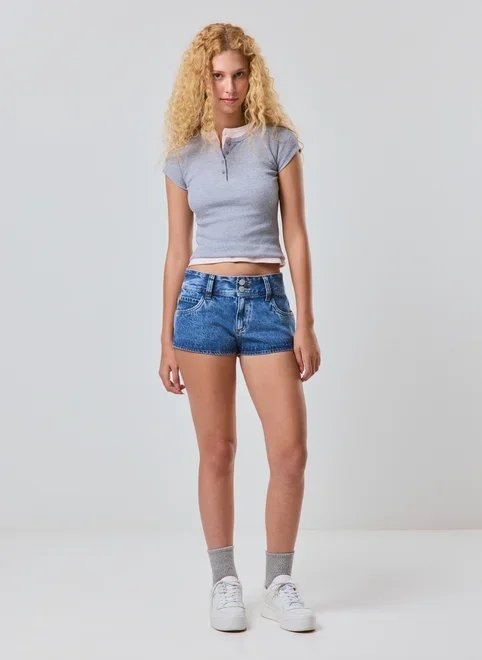 short jeans circular cintura baixa short jeans circular cintura baixa