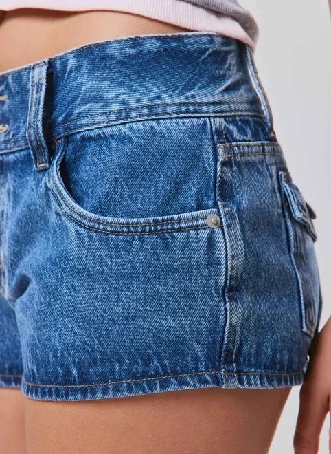 short jeans circular cintura baixa short jeans circular cintura baixa