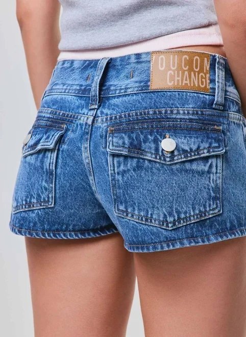 short jeans circular cintura baixa short jeans circular cintura baixa
