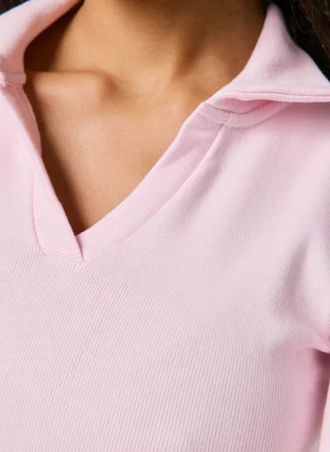 blusa canelada manga longa gola esportiva blusa canelada manga longa gola esportiva