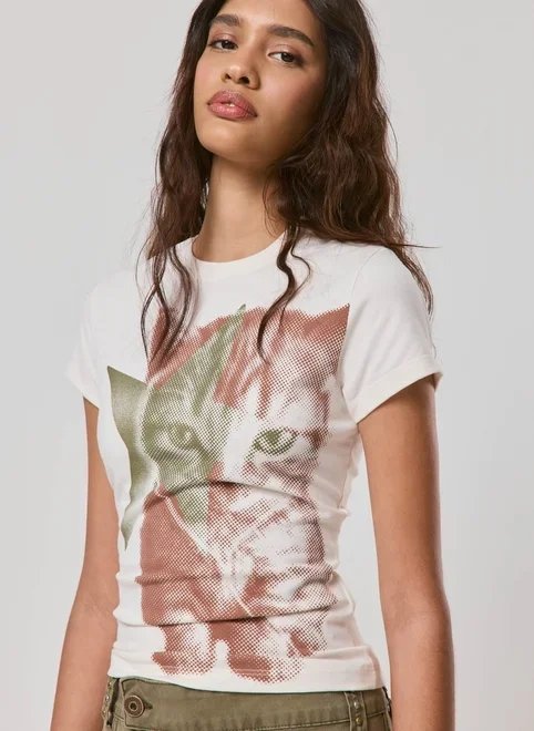 camiseta baby look estampa gatinho camiseta baby look estampa gatinho