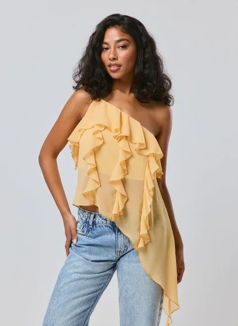 blusa um ombro só com babados blusa um ombro só com babados