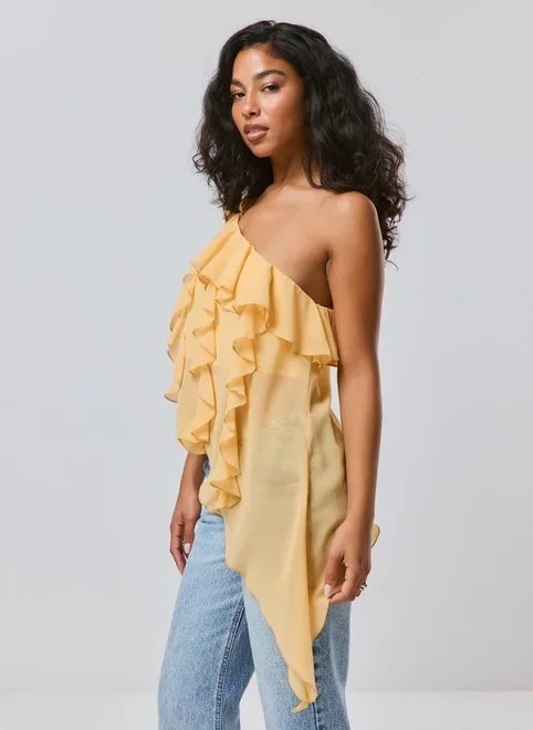 blusa um ombro só com babados blusa um ombro só com babados