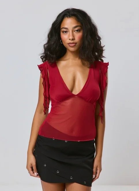 blusa em tule com babados blusa em tule com babados